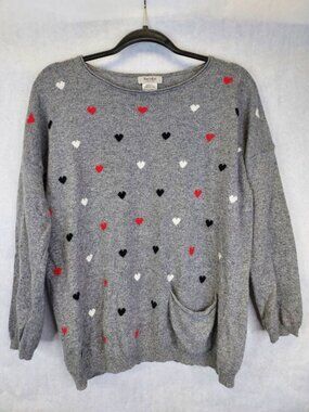 Bartolini Wool Cashmere Heart Sweater Women's L Made in Italy Soft Knit Preppy
